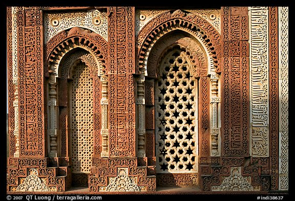 Marble screened windows of Imam Zamin tumb, Qutb complex. New Delhi, India