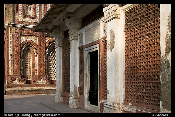 Detail of tomb of Imam Zamin and  Alai Darweza gate, Qutb complex. New Delhi, India (color)