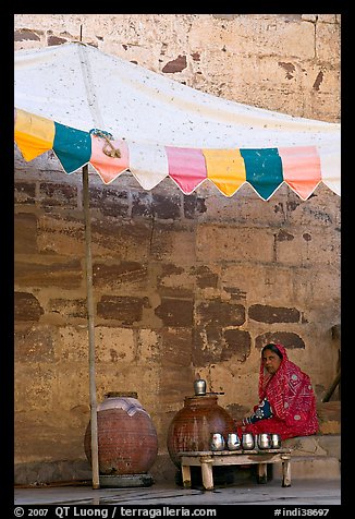 Beverage vendor inside fort. Jodhpur, Rajasthan, India (color)