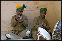 Flute and drum players, Mehrangarh Fort. Jodhpur, Rajasthan, India (color)