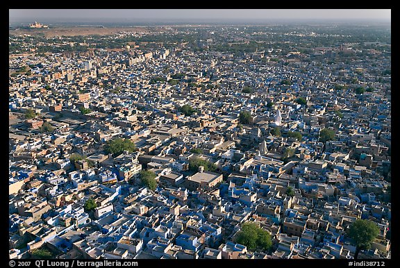 Blue City, seen from Mehrangarh Fort. Jodhpur, Rajasthan, India (color)