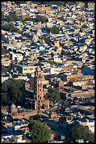 Clock tower and old quarter seen from  Mehrangarh Fort. Jodhpur, Rajasthan, India