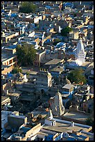 Old town rooftops and shrines seen from Mehrangarh Fort. Jodhpur, Rajasthan, India ( color)