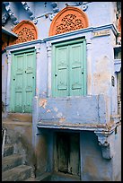 Green doors and blue walls. Jodhpur, Rajasthan, India