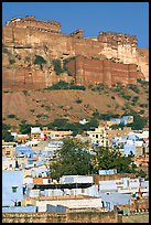 Old town at the base of the Mehrangarh Fort, morning. Jodhpur, Rajasthan, India