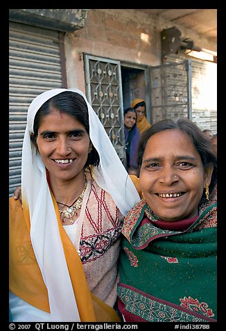 Smiling women in old street. Jodhpur, Rajasthan, India (color)