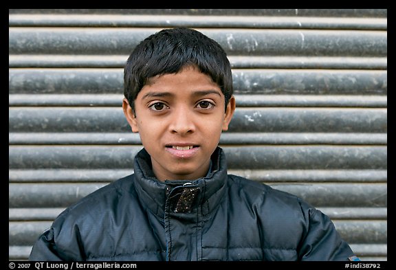 Boy with insulated jacket. Jodhpur, Rajasthan, India (color)