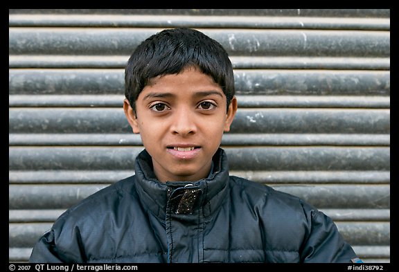 Boy with insulated jacket. Jodhpur, Rajasthan, India