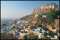 Mehrangarh Fort overlooking the old town, morning. Jodhpur, Rajasthan, India (color)