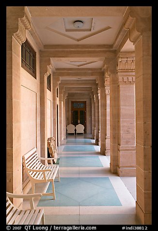 Corridor inside Umaid Bhawan Palace. Jodhpur, Rajasthan, India