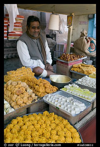 Man selling sweets and pastries. Jodhpur, Rajasthan, India (color)
