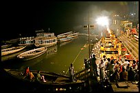 Evening aarti on the banks of the Ganges River. Varanasi, Uttar Pradesh, India ( color)