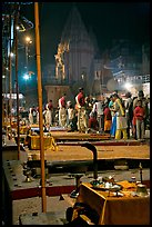 Pujari giving blessings at  Dasaswamedh Ghat. Varanasi, Uttar Pradesh, India ( color)