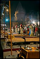 Pujari giving blessings at  Dasaswamedh Ghat. Varanasi, Uttar Pradesh, India