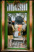 Bell ringing during worship in temple. Varanasi, Uttar Pradesh, India (color)