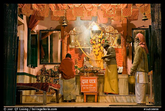 Temple altar by night. Varanasi, Uttar Pradesh, India (color)