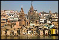 Temples on riverbank of the Ganges, Manikarnika Ghat. Varanasi, Uttar Pradesh, India