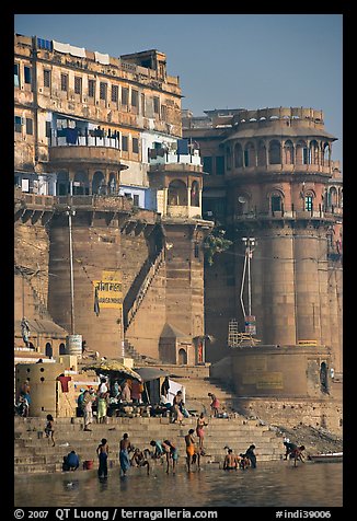 Towers and steps, Ganga Mahal Ghat. Varanasi, Uttar Pradesh, India