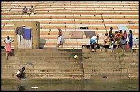 Steps leading to river at Scindhia Ghat. Varanasi, Uttar Pradesh, India (color)