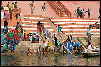 Women bathing at Meer Ghat. Varanasi, Uttar Pradesh, India