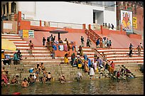 Colorful steps at Meer Ghat. Varanasi, Uttar Pradesh, India (color)