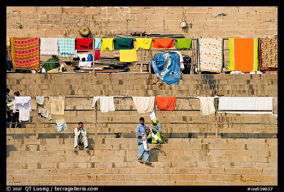 Laundry and steps. Varanasi, Uttar Pradesh, India