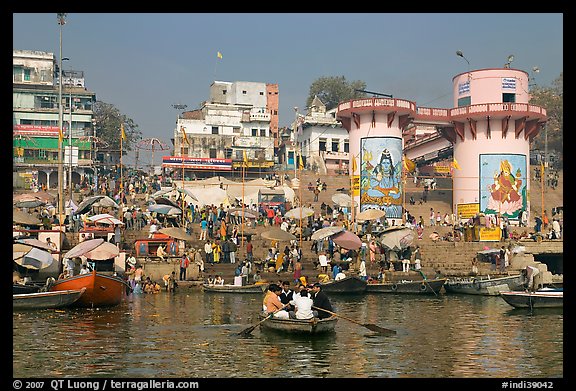 Dasaswamedh Ghat, the main Ghat on the Ganges River. Varanasi, Uttar Pradesh, India