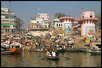 Dasaswamedh Ghat, the main Ghat on the Ganges River. Varanasi, Uttar Pradesh, India ( color)