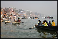 Rowboats on Ganges River. Varanasi, Uttar Pradesh, India