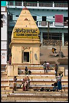 Shrine and steps, Kshameshwar Ghat. Varanasi, Uttar Pradesh, India