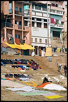 Laundry being dried on steps, Kshameshwar Ghat. Varanasi, Uttar Pradesh, India ( color)