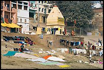 Laundry being dried, Kshameshwar Ghat. Varanasi, Uttar Pradesh, India (color)