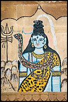 Mural painting of hindu deity. Varanasi, Uttar Pradesh, India (color)