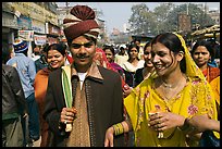 Bride and groom in a street. Varanasi, Uttar Pradesh, India (color)