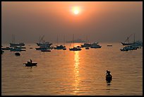 Mumbai harbor, sunrise. Mumbai, Maharashtra, India