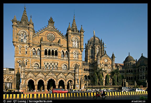 Exhuberant Gothic style of Chhatrapati Shivaji Terminus. Mumbai, Maharashtra, India (color)