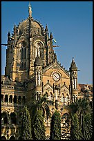 Cathedral-like Chhatrapati Shivaji Terminus main tower. Mumbai, Maharashtra, India