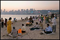 Chowpatty Beach, sunset. Mumbai, Maharashtra, India (color)