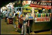 Drinks stall at night, Chowpatty Beach. Mumbai, Maharashtra, India