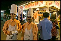 Cooks in front of Panipuri stall, Chowpatty Beach. Mumbai, Maharashtra, India ( color)
