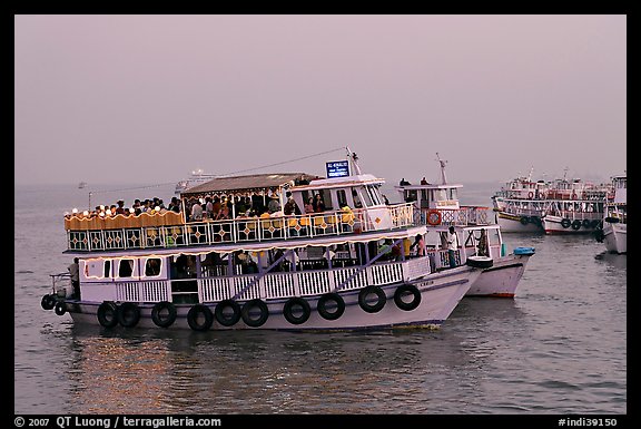 Tour boat at twilight. Mumbai, Maharashtra, India (color)
