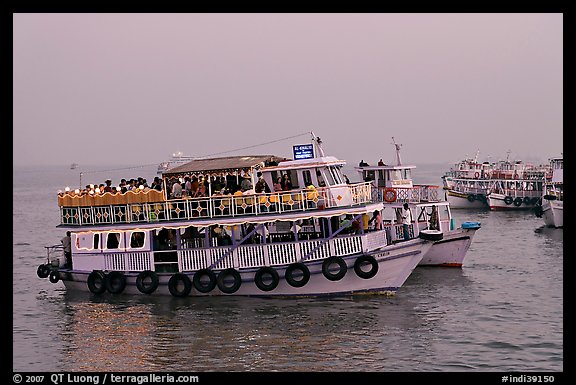 Tour boat at twilight. Mumbai, Maharashtra, India (color)