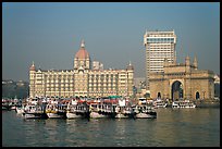 Taj Mahal Palace and Gateway of India. Mumbai, Maharashtra, India (color)