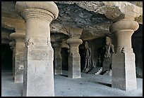 Main Elephanta cave, Elephanta Island. Mumbai, Maharashtra, India ( color)