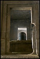 Linga in Sanctorum of Siva shrine, Elephanta caves. Mumbai, Maharashtra, India (color)