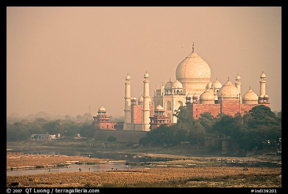 Taj Mahal seen from the Agra Fort. Agra, Uttar Pradesh, India (color)