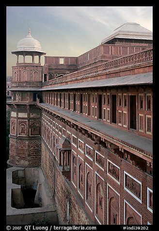 Outside walls of Jehangiri Mahal and Agra Fort. Agra, Uttar Pradesh, India (color)