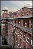 Outside walls of Jehangiri Mahal and Agra Fort. Agra, Uttar Pradesh, India (color)
