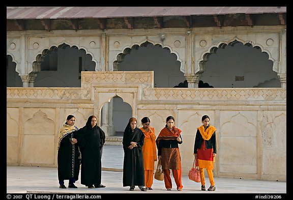 Women in the Khas Mahal, Agra Fort. Agra, Uttar Pradesh, India