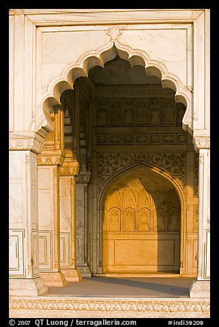 White marble rches, Khas Mahal, Agra Fort. Agra, Uttar Pradesh, India (color)